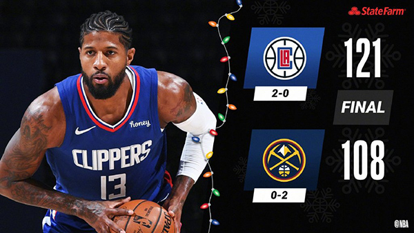 12月26日 NBA圣诞大战 快船vs掘金 全场录像