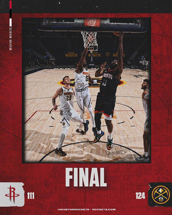 12月29日 NBA常规赛 火箭vs掘金 全场录像