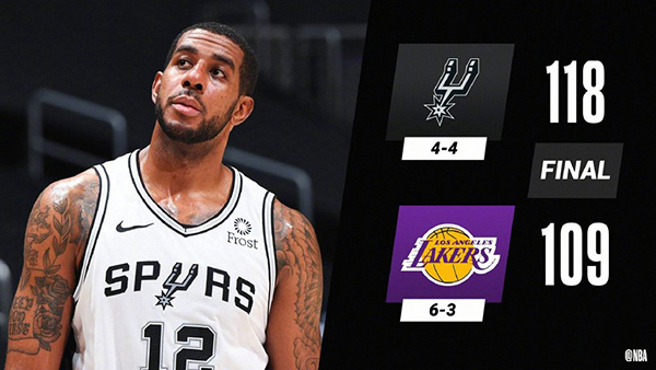 01月08日 NBA常规赛 马刺vs湖人 全场录像