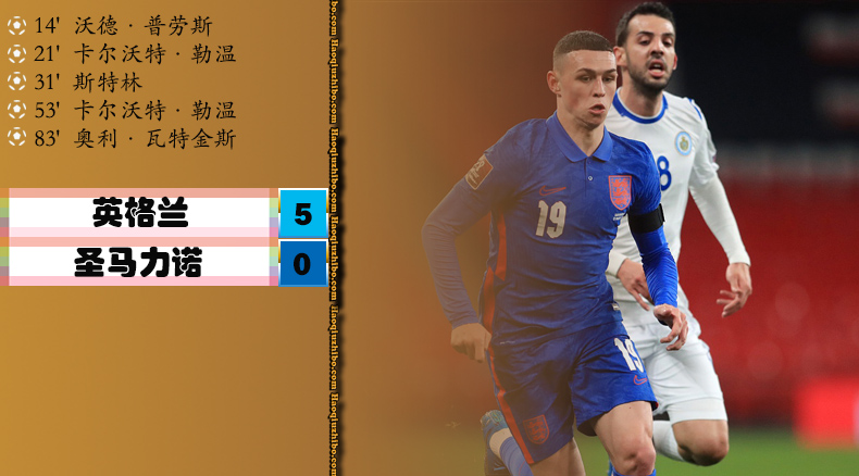 英格兰5-0圣马力诺