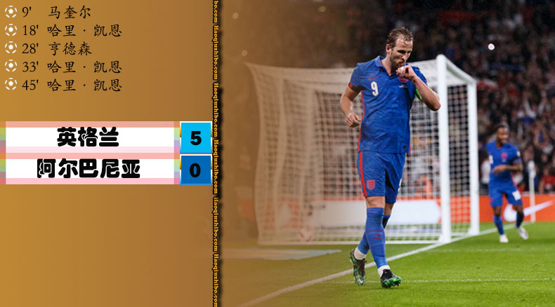 世预赛欧洲区I组 英格兰 5 - 0 阿尔巴尼亚