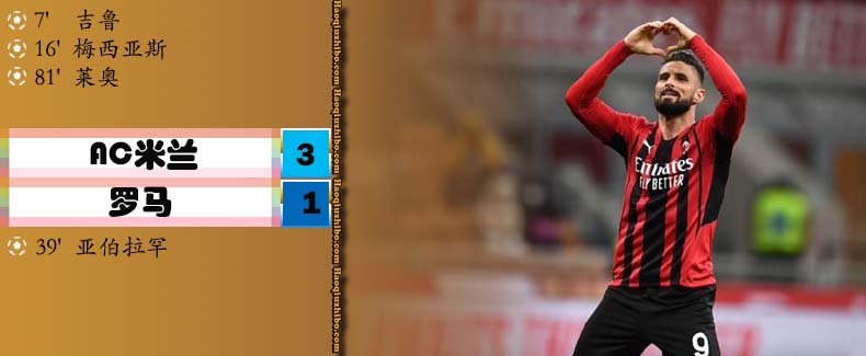 意甲第20轮 AC米兰 3 - 1 罗马
