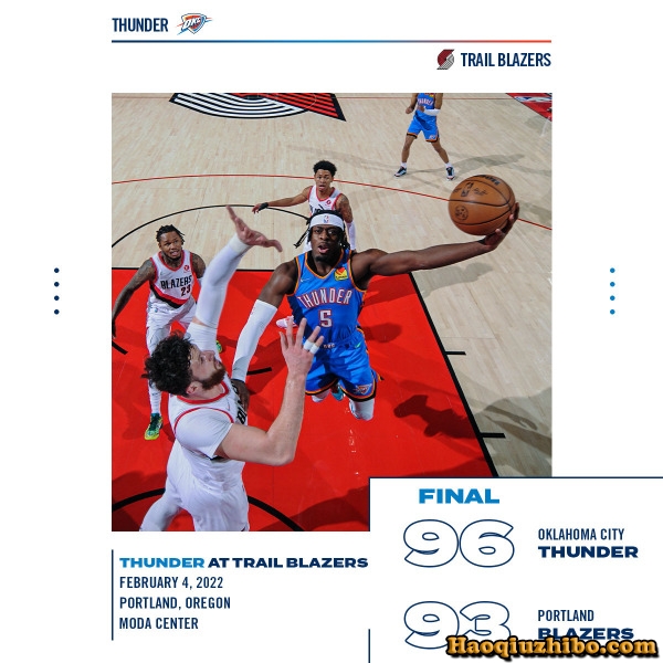 02月05日 NBA常规赛 雷霆vs开拓者 全场录像