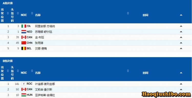 02月07日 冬奥会短道速滑女子500米半决赛张雨婷/曲春雨 全场录像