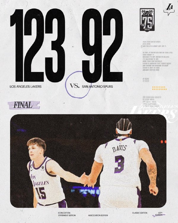 11月21日 NBA常规赛 马刺vs湖人 全场录像