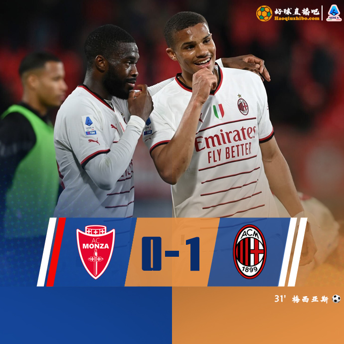 意甲简报:AC米兰1-0蒙扎迎两连胜 梅西亚斯破门莱奥中柱